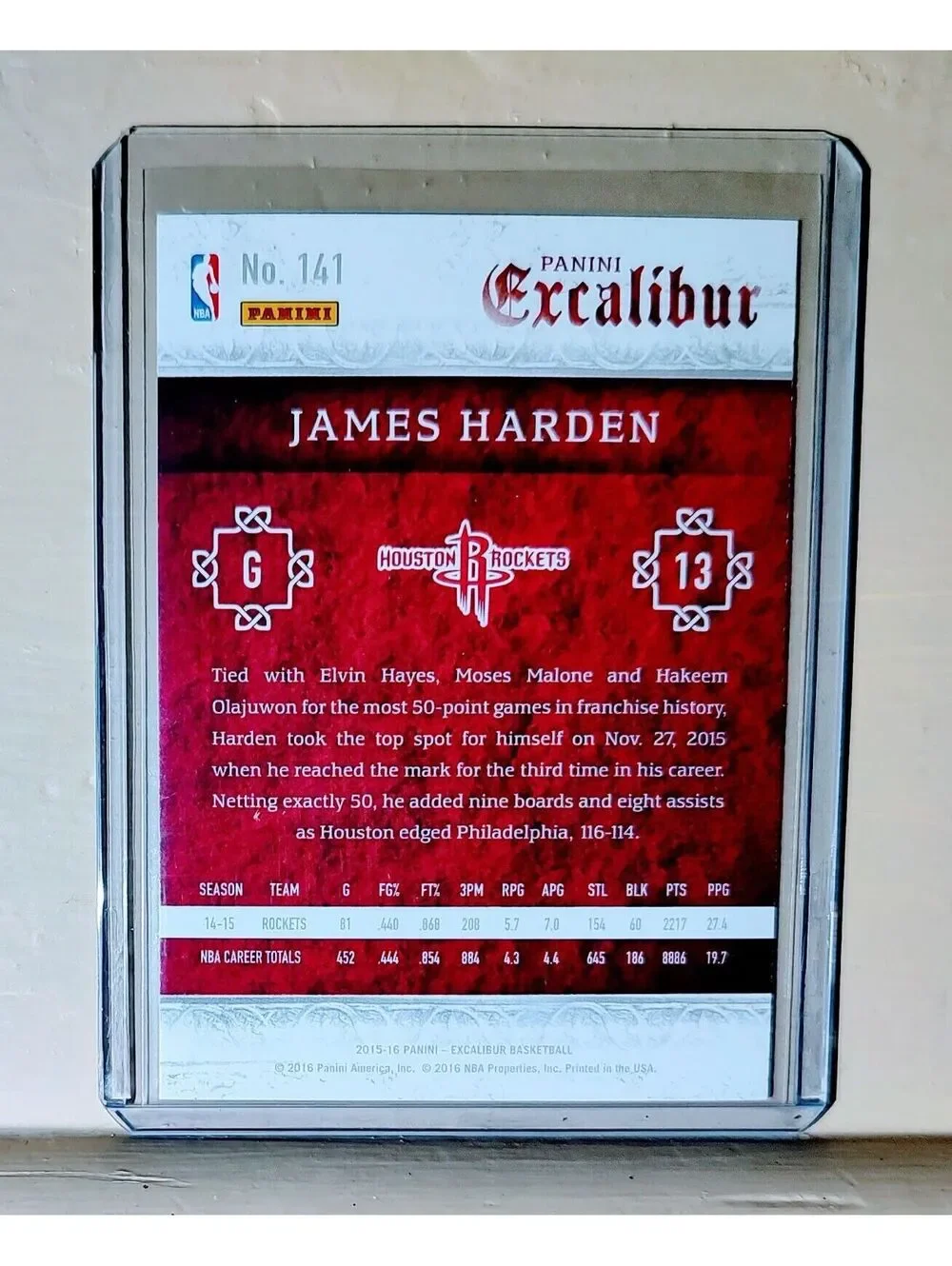 James Harden 2015-16 Panini Excalibur Basketball NBA #141 Card